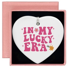Lucky Era Pride Shamrock St. Patrick's Day Gift - Ceramic Heart Shaped Ornament