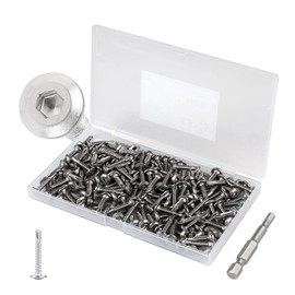 CPROSP Pack of 150 Self-Tapping Screws Stainless Steel M5.5 x 25 mm, M5 Flat Head Allen Screws with Box, Tapping Screws Set, Drilling Screws Countersunk Head, No Pre-Drilling Required, Silver