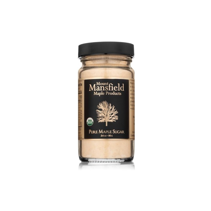 Mansfield Maple-Certified Organic Granulated Pure Vermont Maple Sugar 3.4oz Glass