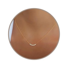 Annika Bella Beaded Necklace for Women, Length 16-18 Inches, Gold Necklace with Silver Beads, Tarnish-Resistant, Layering Short Necklaces, Dainty Gift for Her