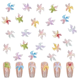 Flower Nail Charms, Pack of 100 3D Hibiscus Nails Accessories, Flower Nail Design, Glitter Stones, Luminous Nail Art Rhinestones, Nail Gemstones for Girls, Women, DIY Craft Decoration (Mix-Colour)