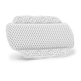 Relaxdays Cuscino Poggiatesta da Vasca da Bagno, Cuscinetto, 8 Ventose, PVC, Comfort, Benessere, HLP: 20x30x5cm, Bianco