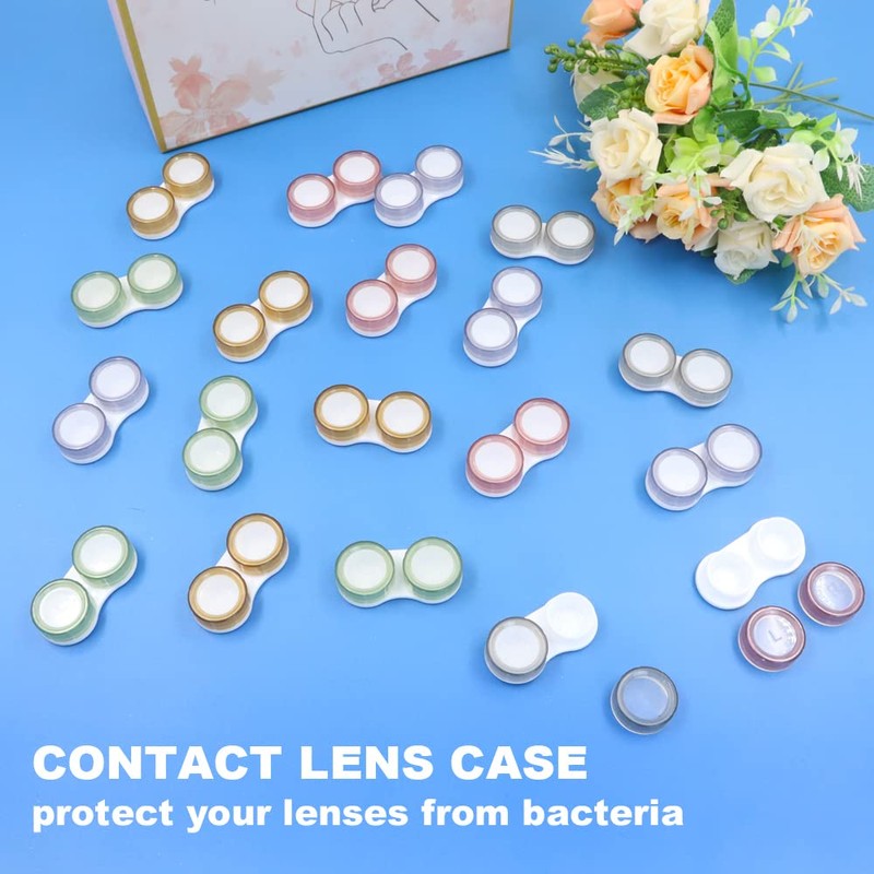 Modixun 20 Pack Clear Contact Lens Case, 5 Colors Leak-Proof