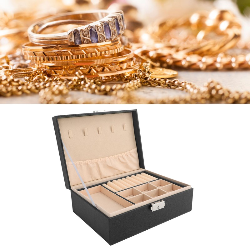 Double Layer Jewelry Box Soft PU Leather Jewelry Storage Organizer
