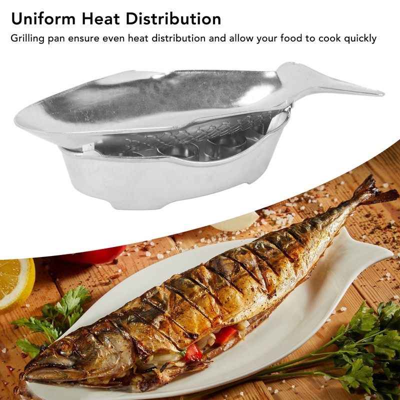 Fish Shaped Grilling Pan Uniform Heating Aluminum Alloy Fish Serving