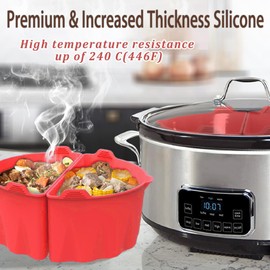 Crock Pot Liners, Silicone Slow Cooker for 6 7 8 Qt Crock-Pots, Dishwasher Safe Crock Pot Dividers Inserts Reusable BPA Free for Oval Crockpots Kitchen Accessories