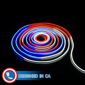 Russell Decor 100ft Red White Blue LED Neon Rope for 4th July Patriotic Memorial Day Patio Deck Waterproof SMD Tube Lights