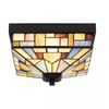 2-Light Tiffany Style Flush Mount Ceiling Light, Matte Black Finish
