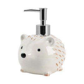 Bicuzat Ceramic Hedgehog Soap Dispenser with Plastic Pump, Body Lotion Soap Bottle, Hand Soap Dispenser, Hedgehog Statue for Bathroom Countertop Decoration