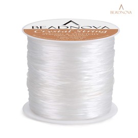 BEADNOVA 1mm Elastic Stretch Crystal String Cord for Jewelry Making Bracelet Beading Thread 60m/roll (Clear White)