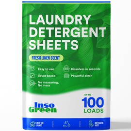 Eco Washer Sheets Detergent - 100 Loads, Zero Plastic Jugs, No Mess & Space-Saving Laundry Strips - Travel Laundry Detergent - 50 Sheets