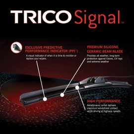 TRICO Signal Premium Silicone 26” + 19” Automotive Replacement Windshield Wipers Beam Blades with Exclusive Predictive Performance Indicator and 3X Longer Life for Select Vehicle Models, 2 Pack