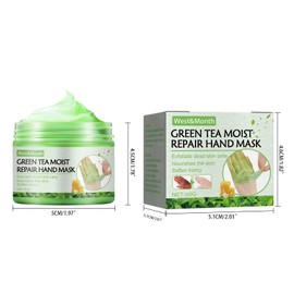 Surakey Green Tea Repair Hand Mask Honey Hand Wax Hand Mask Moisturizing and Exfoliating Hand Dead Skin Rough Skin Mask Anti Cracking for Women Dry, Aging, Cracked Hands 50g