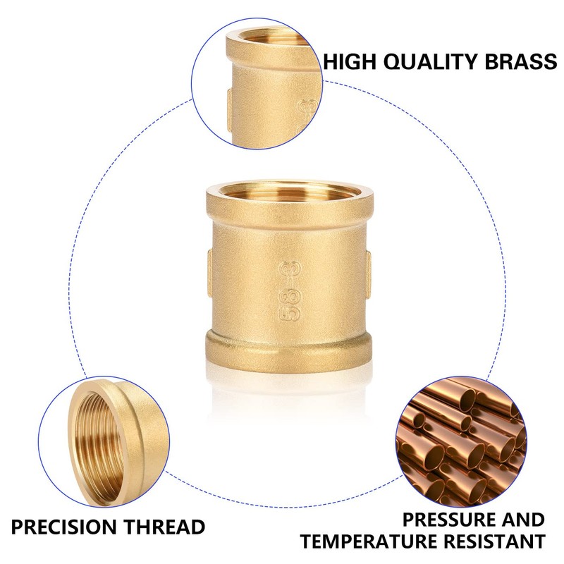 oumuik Brass Sleeve 3/4 Inch Female Thread Fitting Brass Fittings