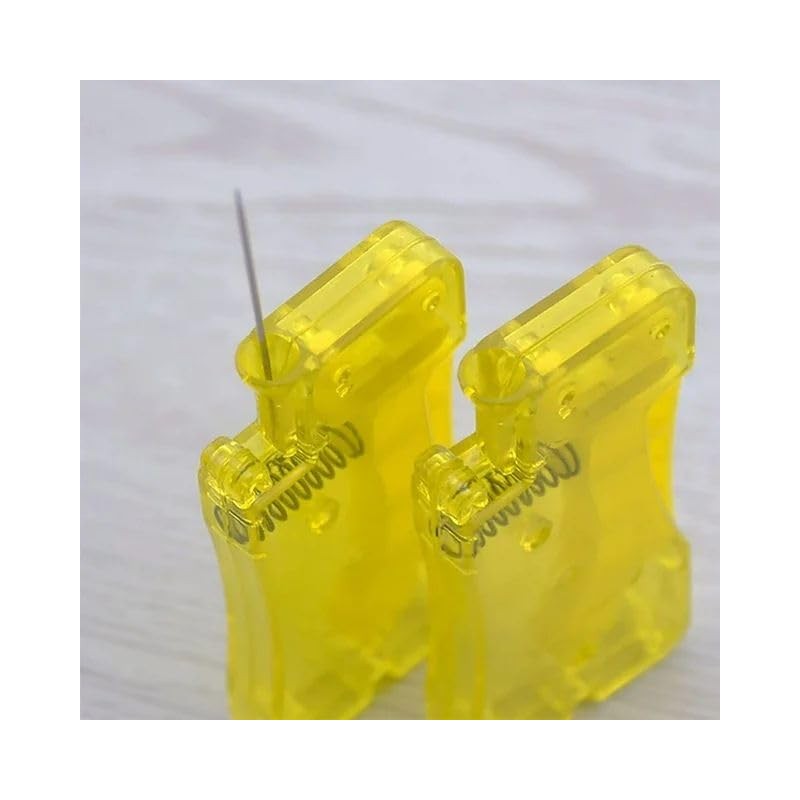 2Pcs Yellow Automatic Needle Threader,Manual Plastic Needle Threader,Easy Threading Needle