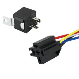 QitinDasen 5 Pin Car Relay, 24V 40A SPDT Automotive Relay with Harness Socket and 14/16 AWG Pre-Wired, for Car Truck Boat (Black)