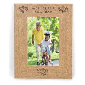 Worlds World's Best GRANDAD 6x4 6 x 4 Picture Photo Frame Gifts for Birthday From Grandkids Grandson Granddaughter Brown