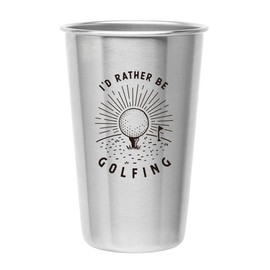 Magic Pine I'd Rather Be Golfing Stainless Steel Pint Cup Tumbler - Funny Golf Gift for Golfers, Guys, Gals - Use at Home, Putting, Tee Box, Office, Travel, as A Father's Day or Birthday Gift For Men