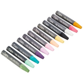 Sizzix Oil Pastels 664667, Assorted Colours, 12 Pack, One Size, Multicolour, 12 Count (Pack of 1)