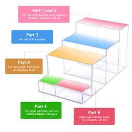 Nail Drill Holder, 18 Holes Acrylic Nail Drill Bit Holder, Professional Transparent Nail Drill Grinding Bit Organizer Case and Storage Box for Manicure Tools (Transparent)