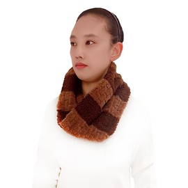 Lina & Lily Faux Fur Winter Snood Scarf Neck Warmer Unisex Lightweight (Brown)