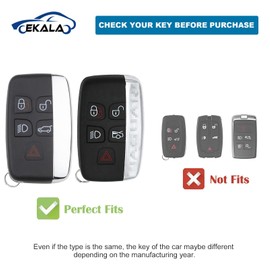 EKALA Key Fob Cover with Keychain, 5 Buttons TPU and Leather Key Case Fit for LR4 Range Rover Sport Evoque Jaguar XF XJ XJL F-pace Key Fob Protector (PW-Rov-R)