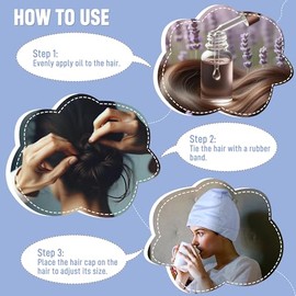 Tuiskusa- Compresa de aceite de ricino para la cabeza, gorro orgánico reutilizable para mujer para cabello fino, kit de compresas de aceite de ricino 