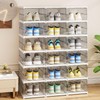 GUDEMAY Drop Front Shoe Storage Box, No Assembly Stackable Shoe
