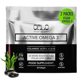 Orlo Suplemento de aceite de algas Omega 3 triple absorción. Omega-3 EPA y DHA natural islandés nórdico alternativa vegetal al aceite de pescado para 