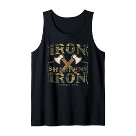 Iron Sharpens Iron Christian Camo Scripture Gym Workout Tank Top