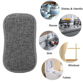 AWAVM 6 x Reusable Dish Washing Up Sponge Double Sided Kitchen Sponge and Bathroom Cleaning Sponges 6.5 x 3.6 inch Eco Friendly Durable Dish and Multi Glasses Pads