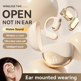 Ai Translating Earbuds, Wireless Bluetooth Translation Earbuds Real Time Open Ear AI Translator Earbuds, 144 Language Translator Pods for Android iOS and Travel Business Use (Beige)