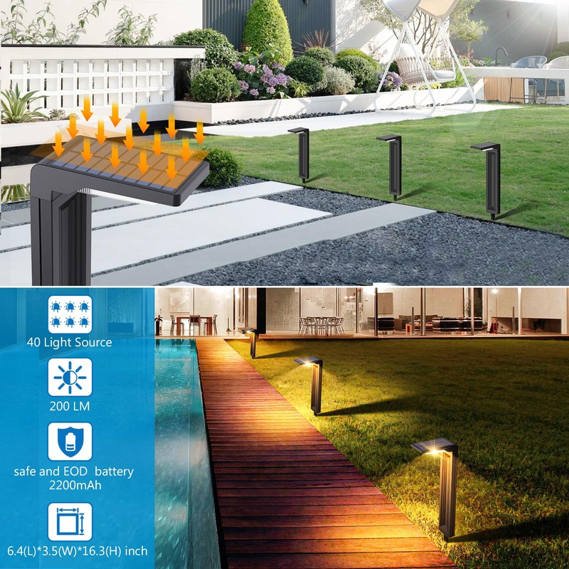 Sunvivo Solar Pathway Lights,2 Modes(Cold White/Warm White),Bright Solar Path Lights
