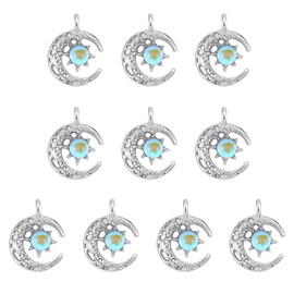 COGCHARGER 10 Pieces Alloy Moon Charm Pendant Crescent Moon Charms with sun Half Moon pendant for Jewelry Necklace Earring Making Crafts