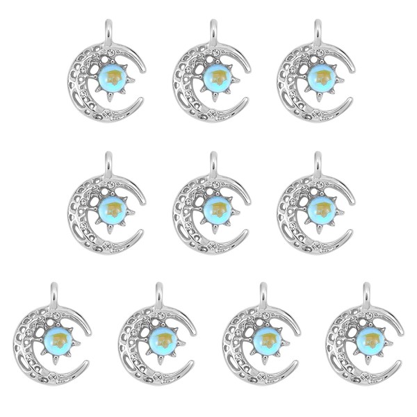 COGCHARGER 10 Pieces Alloy Moon Charm Pendant Crescent Moon Charms