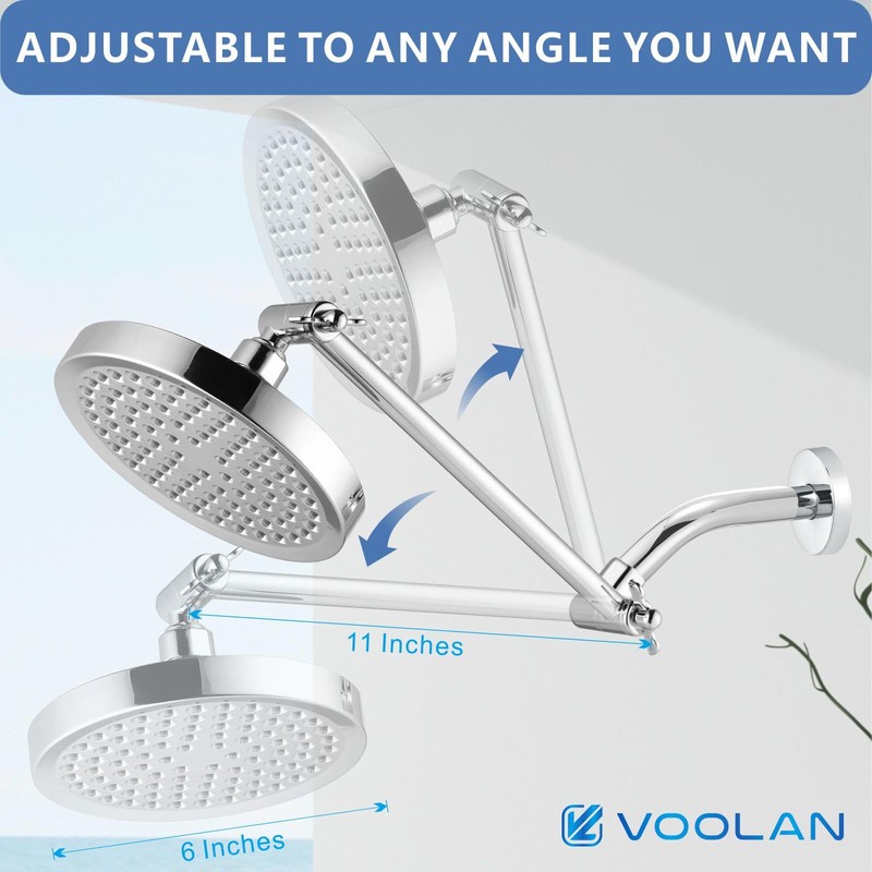 Voolan Rain Shower Head with Extension Arm - High Pressure
