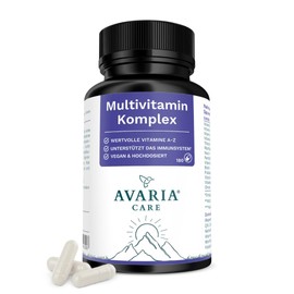 Avaria® Care - Multivitamin Complex with 26 Essential Vital Substances, Laboratory Tested & Produced in Germany, Vegan, 180 Capsules, 147 g