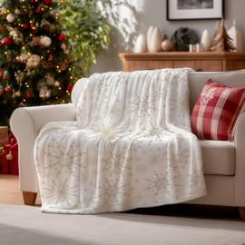 Horaldaily Christmas Flannel Blanket Throw, Simple Snow Stick Figure Beige Soft Fuzzy Plush Cozy Fleece Blankets for Couch Sofa Bed Lounging, Ideal Gifts for Kids Adults Wife Self, 50x60