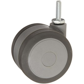 Shepherd Softech Series 75mm Diameter Soft Tread Unhooded Twin Thermoplastic Elastomer Wheel Caster, 5/16" Diameter x 1" Length UNC18 Threaded Stem, 165 lbs Capacity, Gray