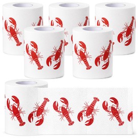 Spiareal 170 Sheets/ 6 Roll Crawfish Boil Party Supplies 3 Ply Crawfish Lobster Napkins Paper Towels Red Lobster Disposable Paper Napkin for Summer Dinner Seafood Party Supply Restaurant Kitchen Decor