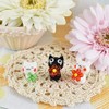 かわいい 猫 手作り ガラス細工 お花どうぞ シロネコ