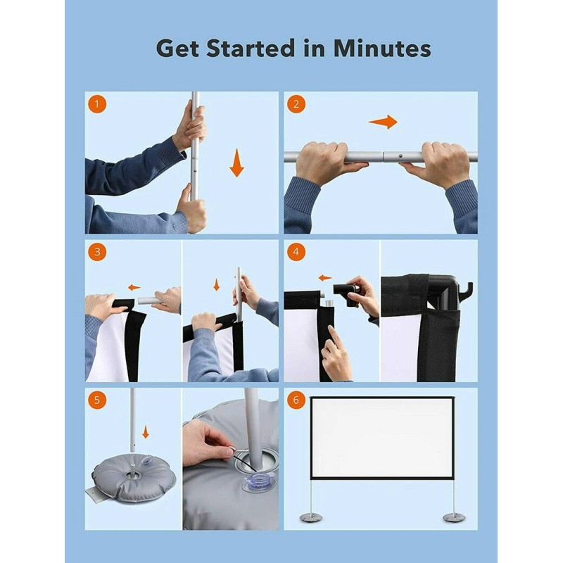 TaoTronics HP027 100" inch Projector Screen with Stand 16:9 HD