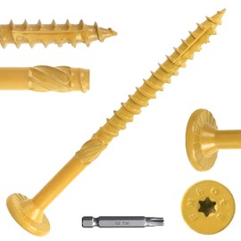 #14 x 3 Inch Wood Structural Lag Screws 54Pcs Star Drive Decking Wood Screws, Rust Resistant Timber Screws for Timber/Log/Landscaping (Yellow)