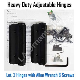 Gate Hinge Adjustable Heavy Duty Self-Closing Hinges Commercial Grade Durable Glass-Filled Nylon for Door, gate, Fencing, Indoor and Outdoor (One Pair)