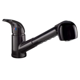 RecPro Kitchen Faucet 8" | RV Faucet Designer | Sleek Black Brass Pull Out Spray Handle | Black