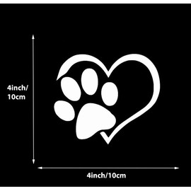 Dog Paw Print with Heart Decal Vinyl Sticker Funny Sticker for Car Truck Window Bumper 2PACK