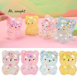 Dhjrefhhd 1Pccs Squeeze Toys Letter Sequins Candy-Bear Stress Relief Toy Hand Fidget Sensory Office Desk Squishy Toy (Yellow or Randomly Color)