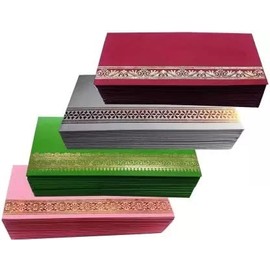 Pack of 10 Colours Randomly Picked Colourful Designer Shagun Lifafa/Money Gift Envelope for Gifting Money on Any Occasion Shagun Envelopes (Gold Style 03)