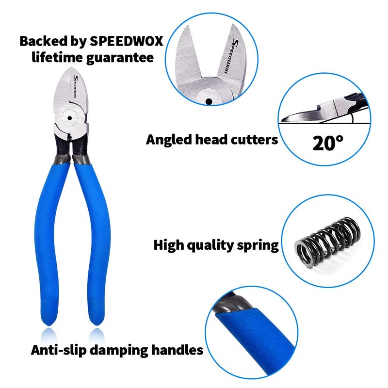 SPEEDWOX Flush Cutters 7 Inches Flush Cut Plastic Nippers Angled
