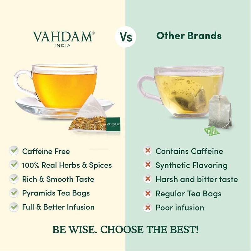 VAHDAM, Organic Turmeric Ginger Herbal Tea (100 Tea Bags) |